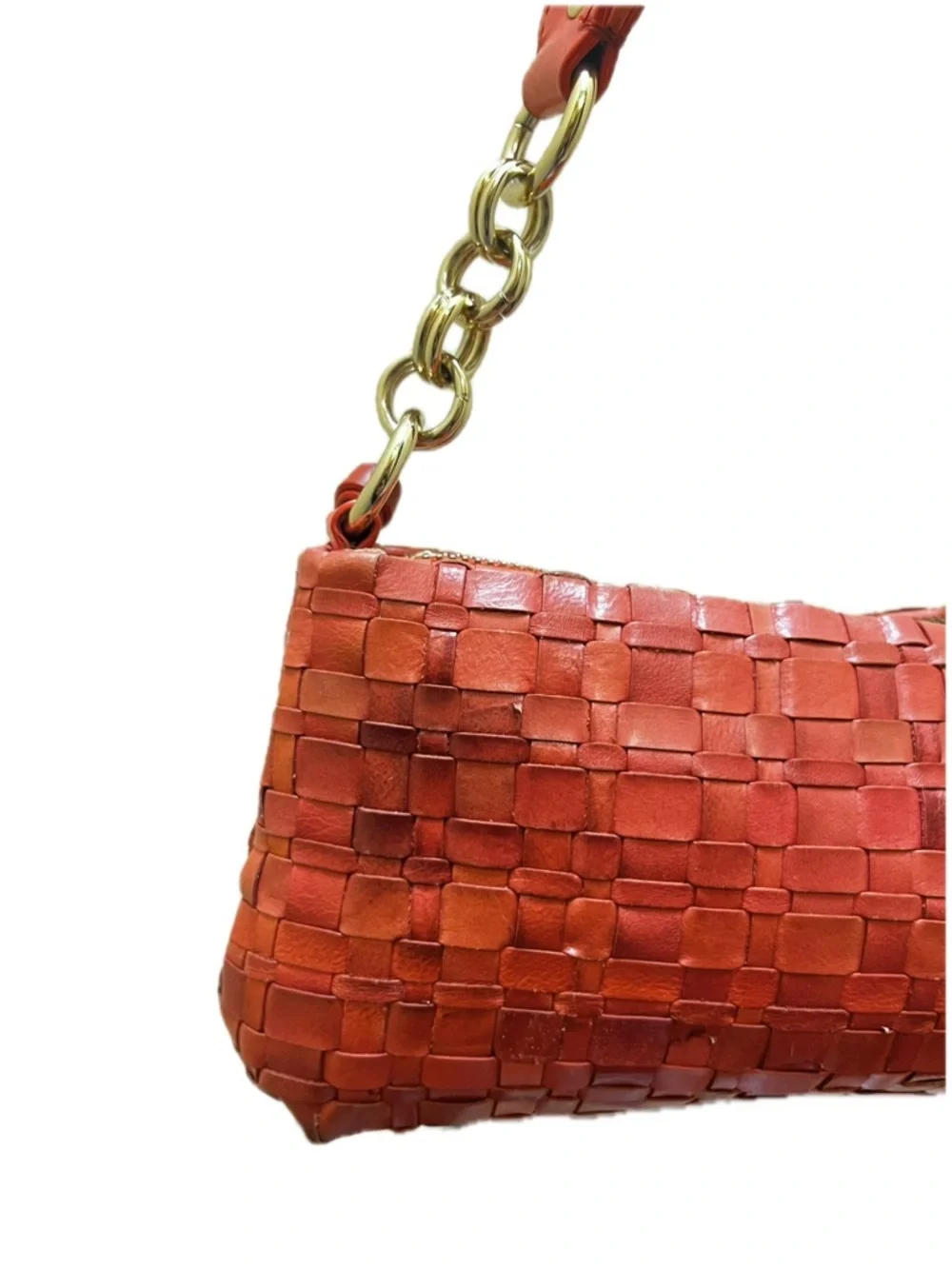 Elliott Lucca Intreccio III Woven Coral Orange Handbag - Picture 3 of 14